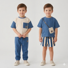 F10067TOD: Boys 2 T-Shirts, Short & Jogger Set (2-4 Years)